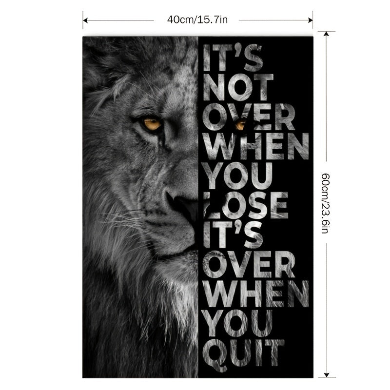 Lion motivational poster canvas print for home or office decor, size 39.88*59.94cm, unframed.