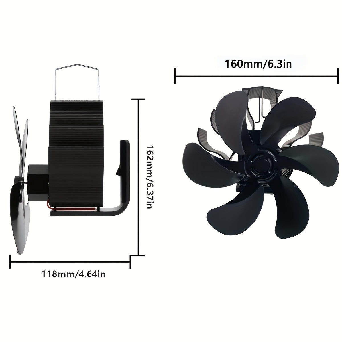 Magnetic Stove Fan with 6 Blades, Adjustable Clip, Heat Powered Fireplace Fan, Silent Chimney Fan, Hanging Flue Pipe Fan for Log Burners and Wood Stoves