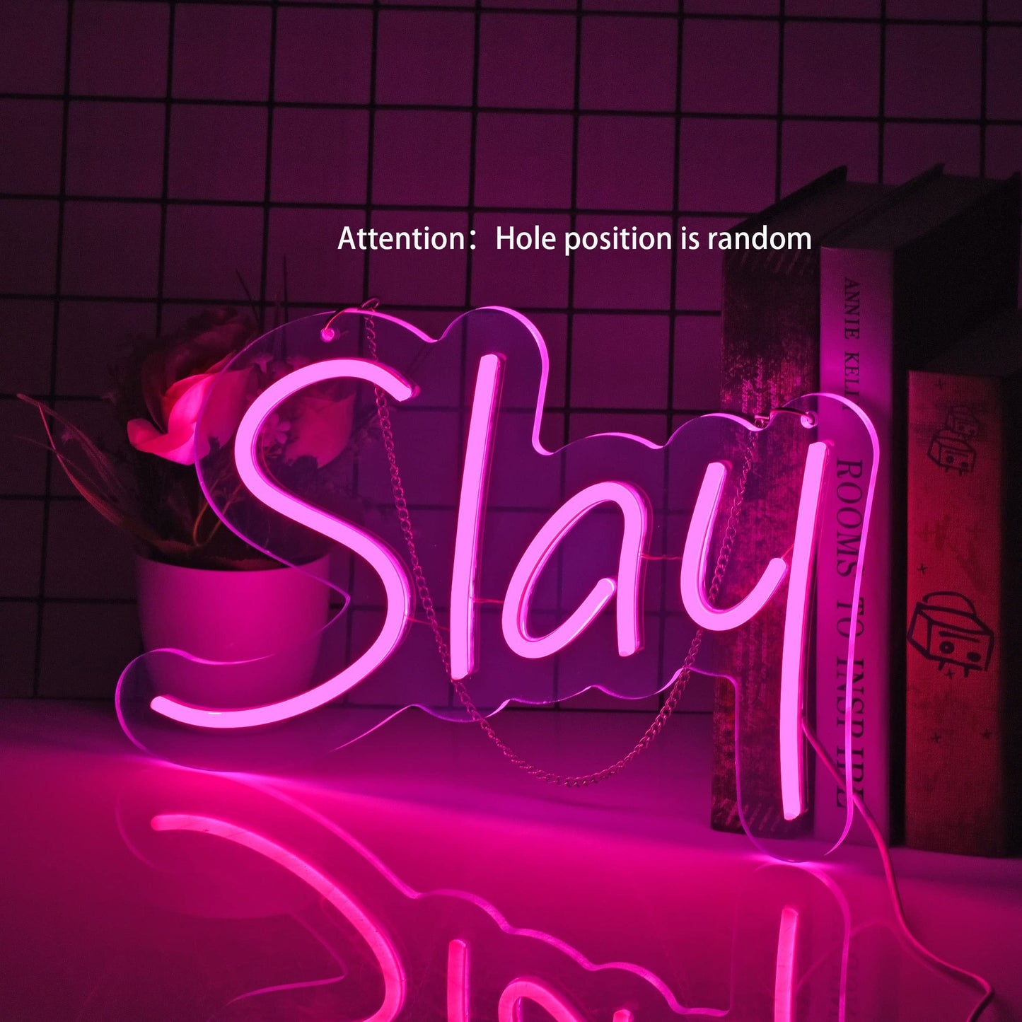 1pc Slay Neon Sign Light, LED, USB Powered, Bedroom Wall Decor for Girls, Dorm Cute Bratz Aesthetic.