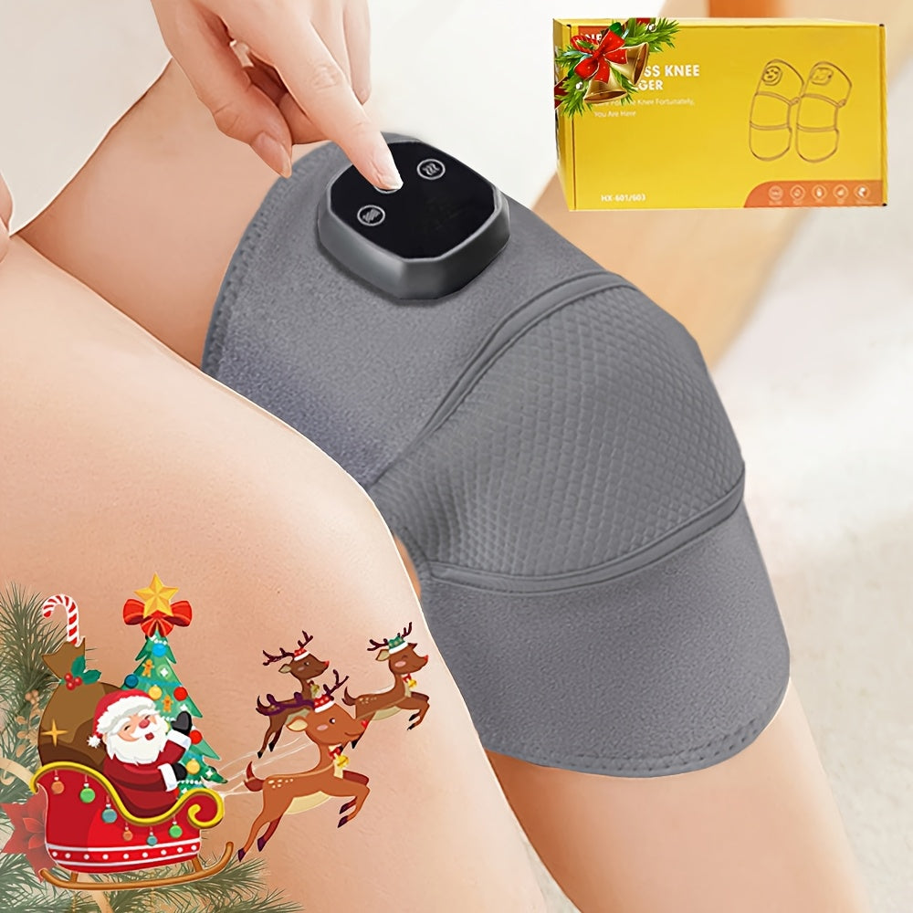 USB rechargeable knee massager with heat, vibration, and adjustable length - perfect gift.