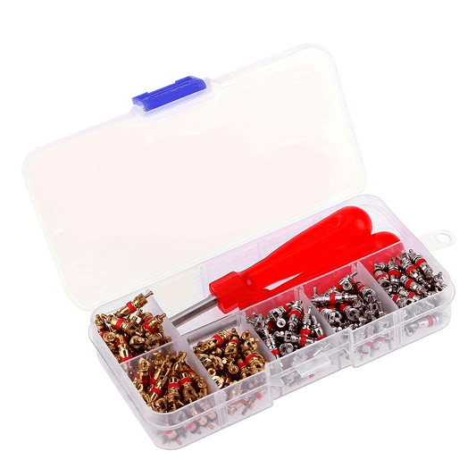 182-piece kit for removing and replacing R134a valve cores in car air conditioning systems - Made of metal, does not require any power