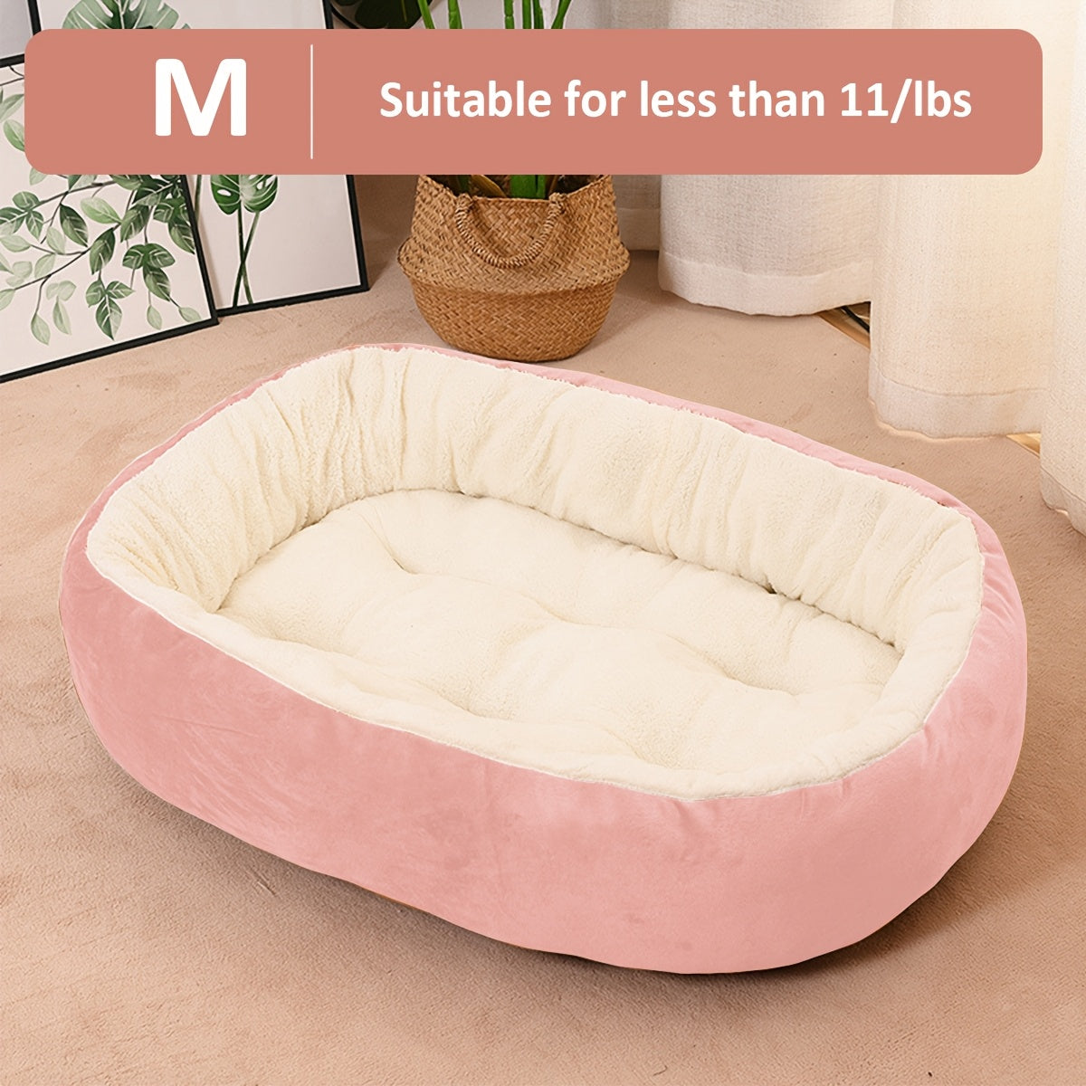 Cozy oval pet bed for small to medium dogs, plush polypropylene mat, non-assembled.