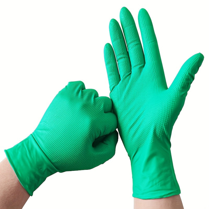 Nitrile Gloves - Available in 10, 20, or 50pcs, these disposable gloves are extra thick, durable, and powder-free. Perfect for housework, dishwashing, hair dyeing, tattoos, car repairs, and more. Waterproof and multipurpose, these gloves are a must-have