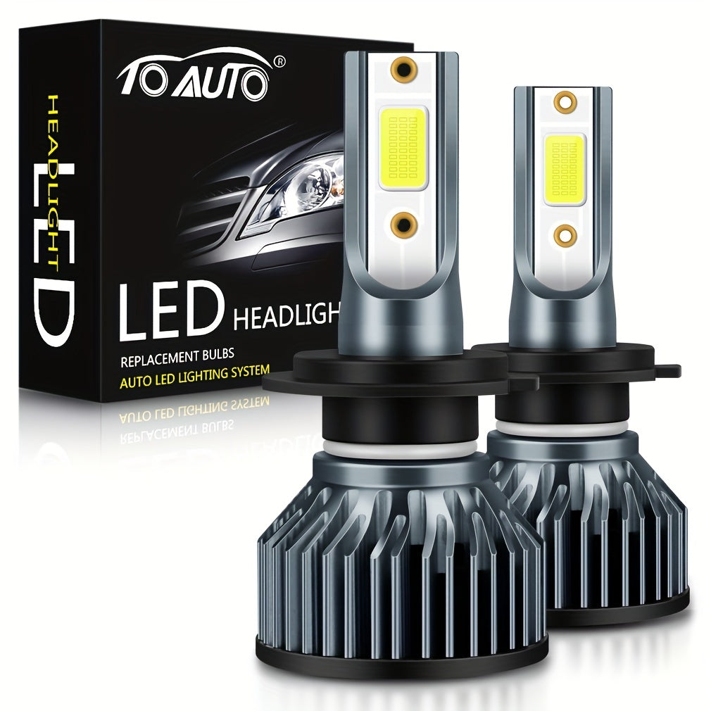 2pcs H4 LED Headlight Bulbs for Car, 40W, 12V, 6000K, Without Battery