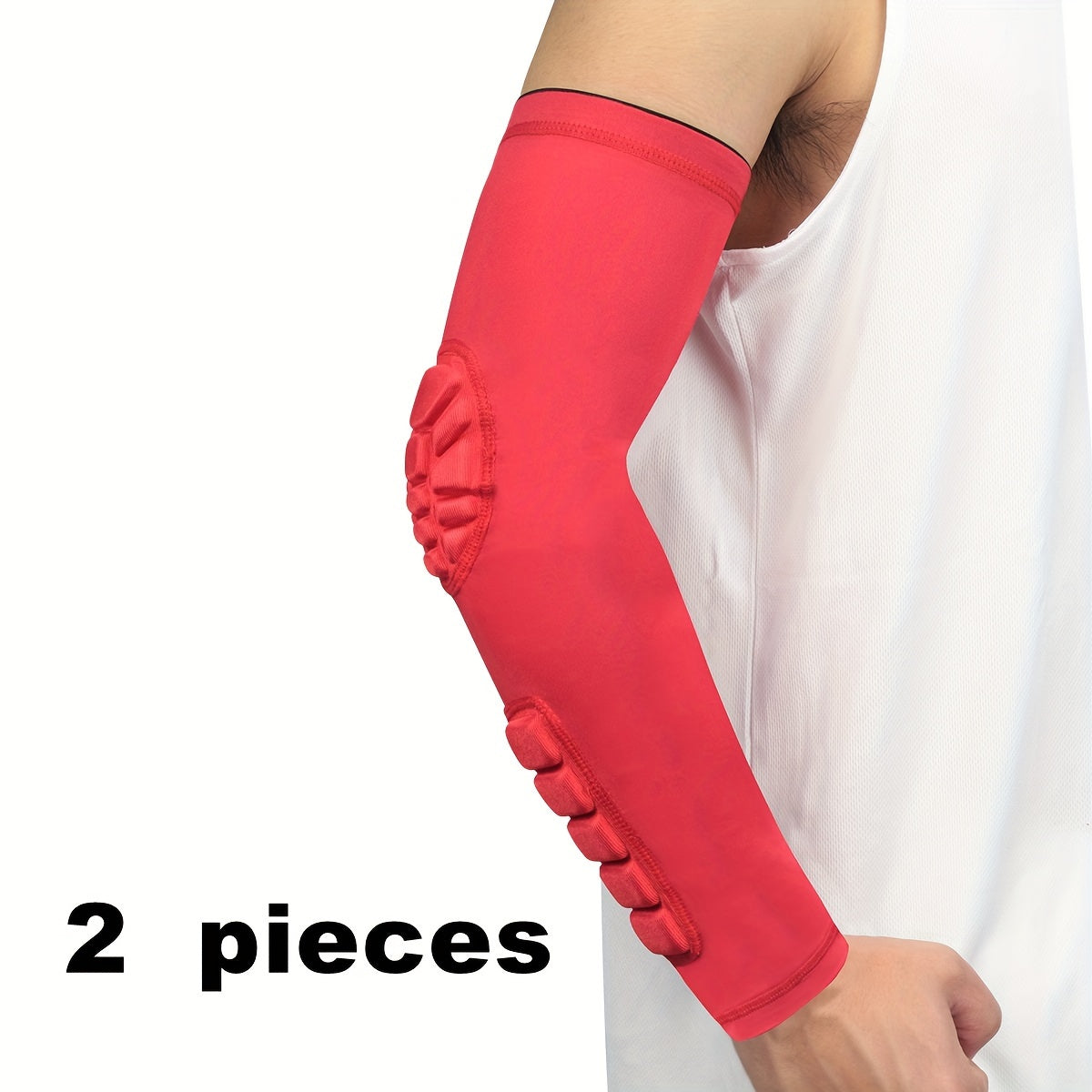 Sports arm guard with detachable honeycomb pad, anti-slip strip. Suitable for multiple sports.