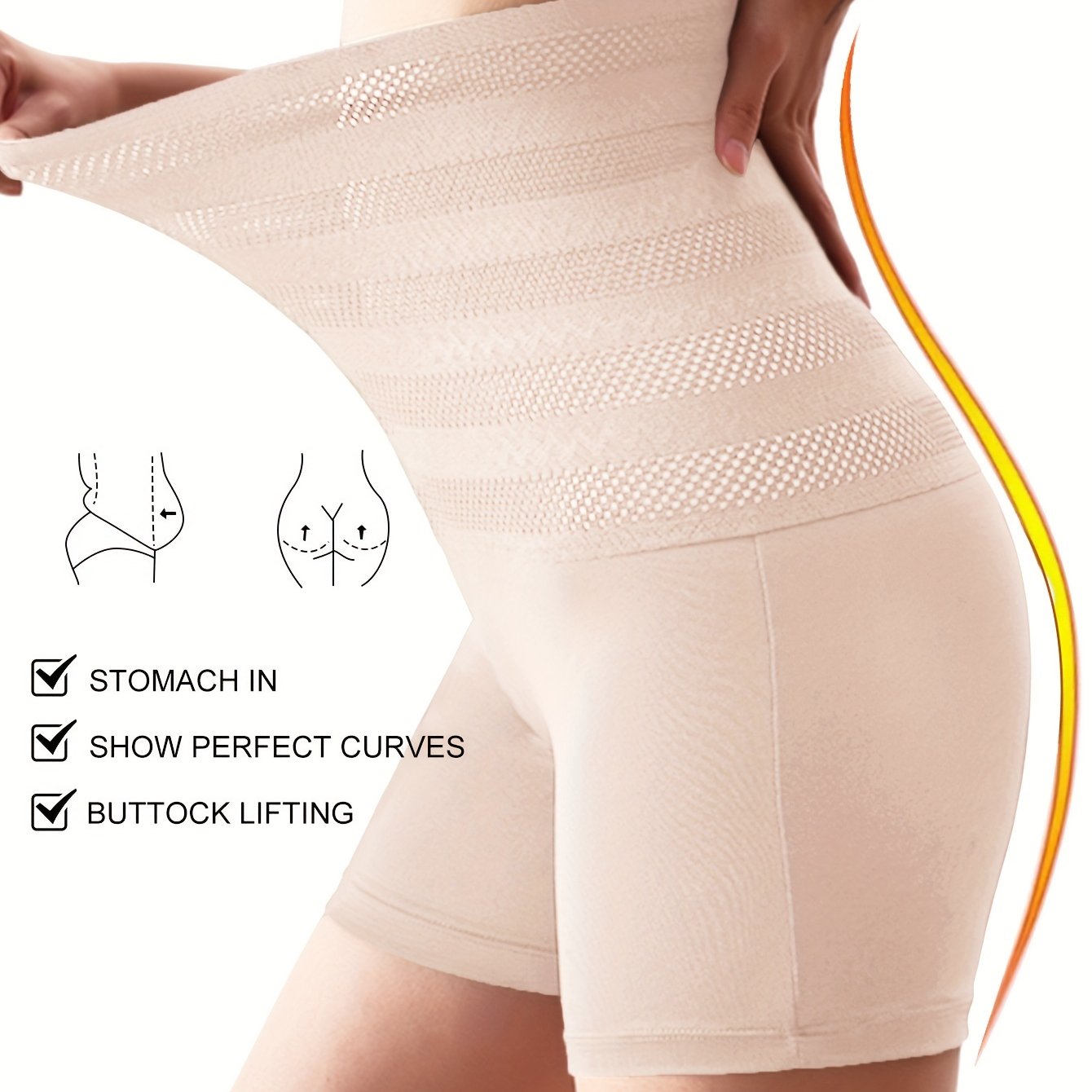 Solid color seamless shaping control panty with high waist for tummy tuck and butt lift.