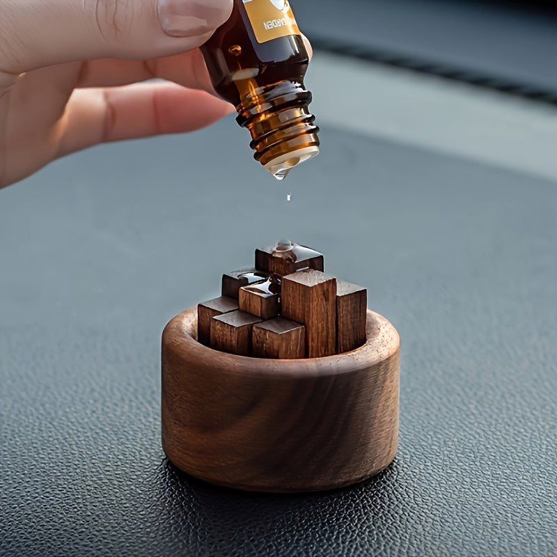 Walnut Wood Essential Oil Diffuser Set for Relaxation & Home Decor - Fireless, Battery-Free, Slow Release Fragrance