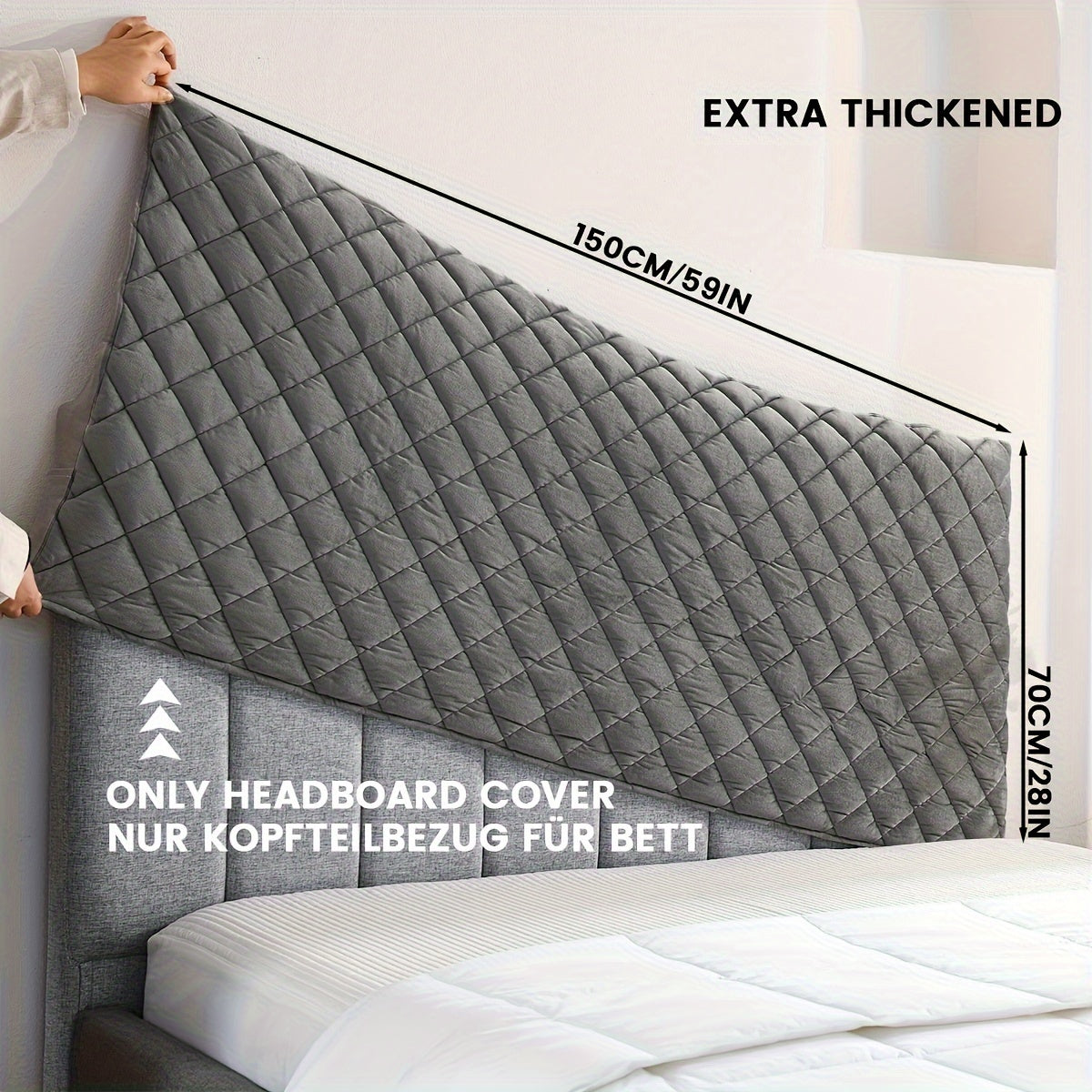 TEXSTEAD Thickened Headboard Cover - Machine Washable, Polyester Fiber Fill - For Bedroom & Living Room Decor