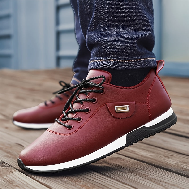 Men's versatile plus-size black business casual shoes with white sole, lace-up design, comfortable insole, and durable upper - ideal for daily wear and travel.