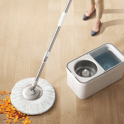 The Multi-Surface Mop Set is perfect for both home and commercial use. It features a washable microfiber head, a self-wringing system, and a detachable handle. This mop set is ideal for wet and dry cleaning in the living room, bedroom, bathroom, kitchen