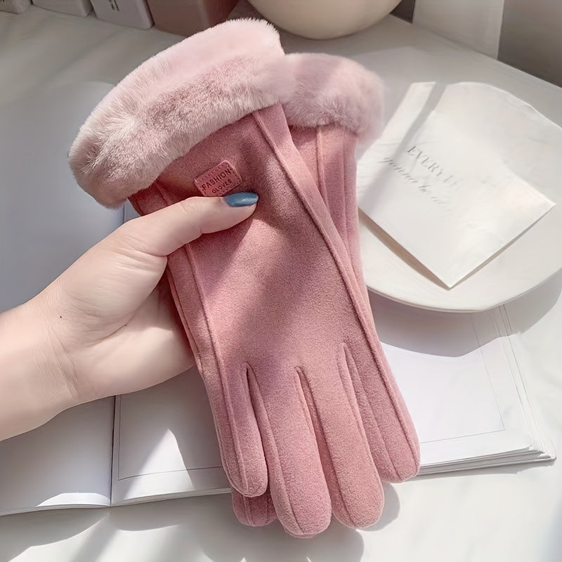 Fashionable women's gloves with thermal insulation, touchscreen capabilities, and elastic polyester material. These split finger gloves are perfect for outdoor activities like cycling and driving, providing warmth and protection against the wind. Hand