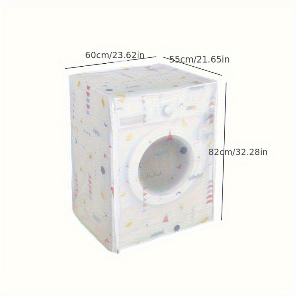 Multipurpose Washing Machine Cover - Water and Sun-proof, Dust-resistant, Made of PEVA Material, Fits All Models, Rectangular Shape, Printed Design, Laundry Essential, Includes Laundry Bags