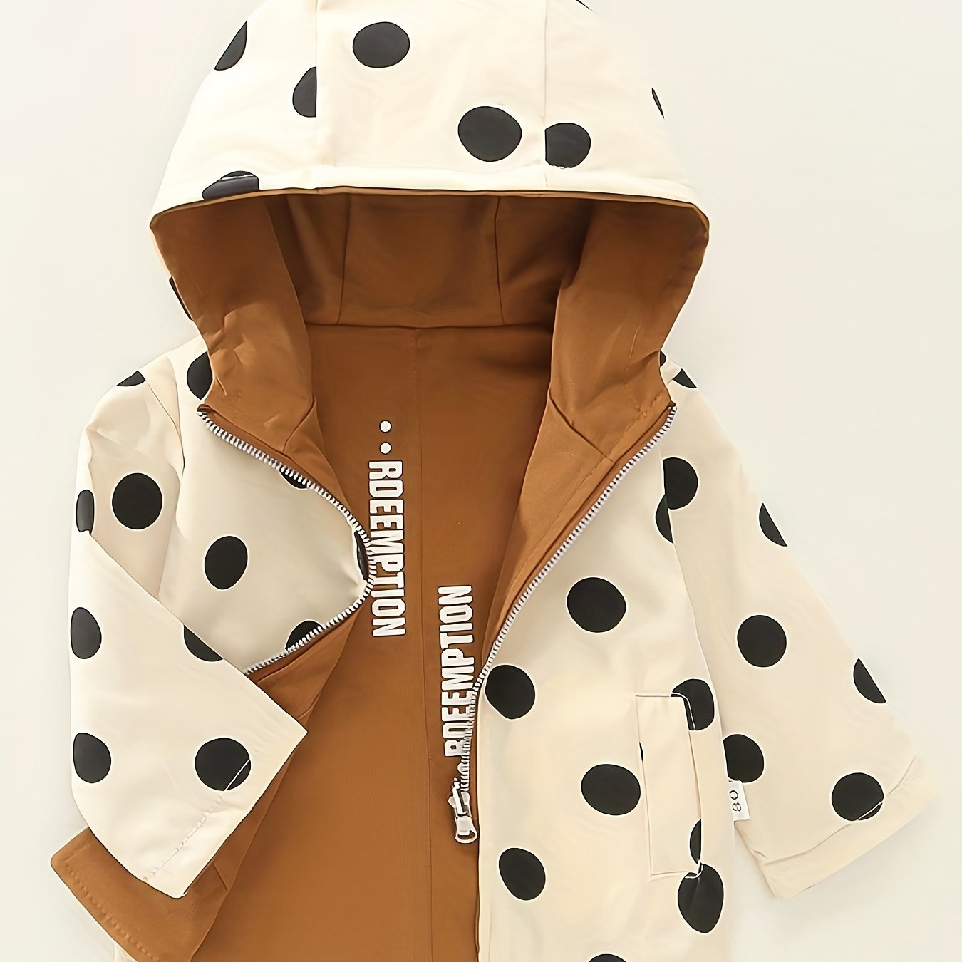 BABICOLOR Polka Dot Print Hooded Jacket for Babies and Toddlers, Perfect for Spring/Fall