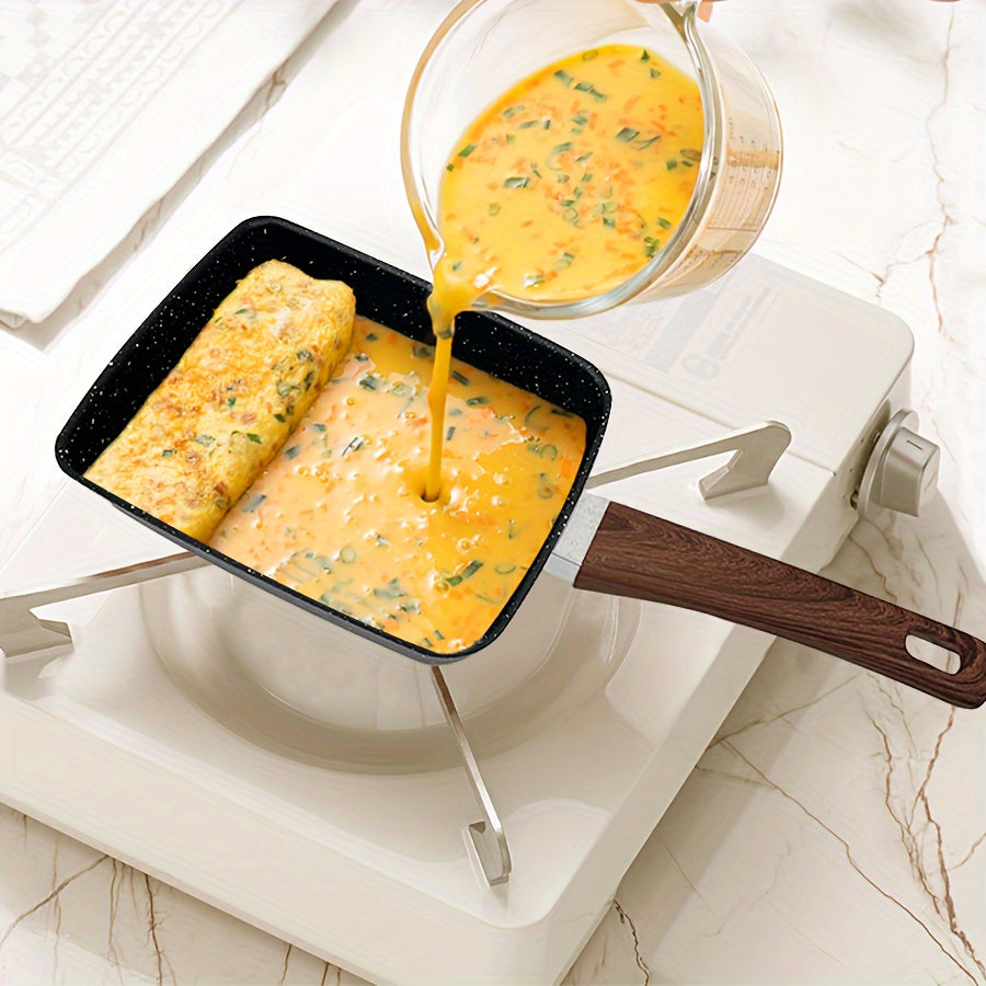 Get your hands on a 1-piece Tamagoyaki Pot featuring a non-stick coating and a wooden handle. This kitchen essential is the perfect companion for cooking up delicious breakfast omelets, scrambled eggs, and more. Make perfect meals every day, whether it's