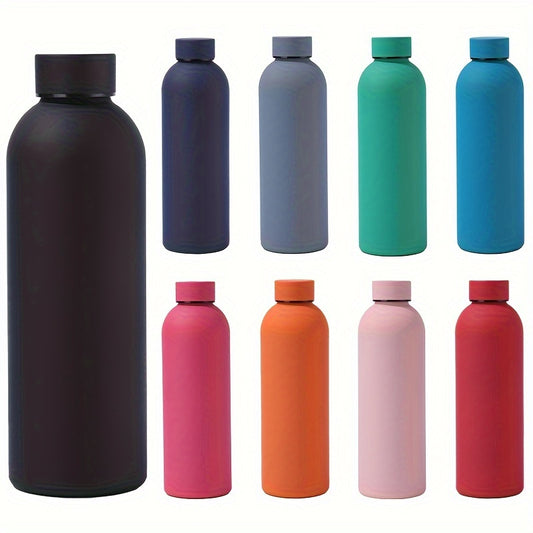 Insulated water bottle, 500ml, stainless steel. Hand wash only, PVC free. Ideal for outdoor activities, driving. Great gift for men, women on holidays. Perfect for camping, sports, fitness. Maintains cold drinks chilled, hot beverages warm.