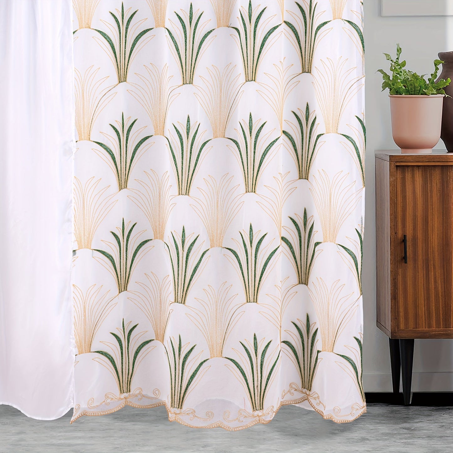 One piece of embroidered double-layer curtain, perfect for enhancing home décor, suitable for living room or bedroom, measuring 132.08 x 213.36 cm.