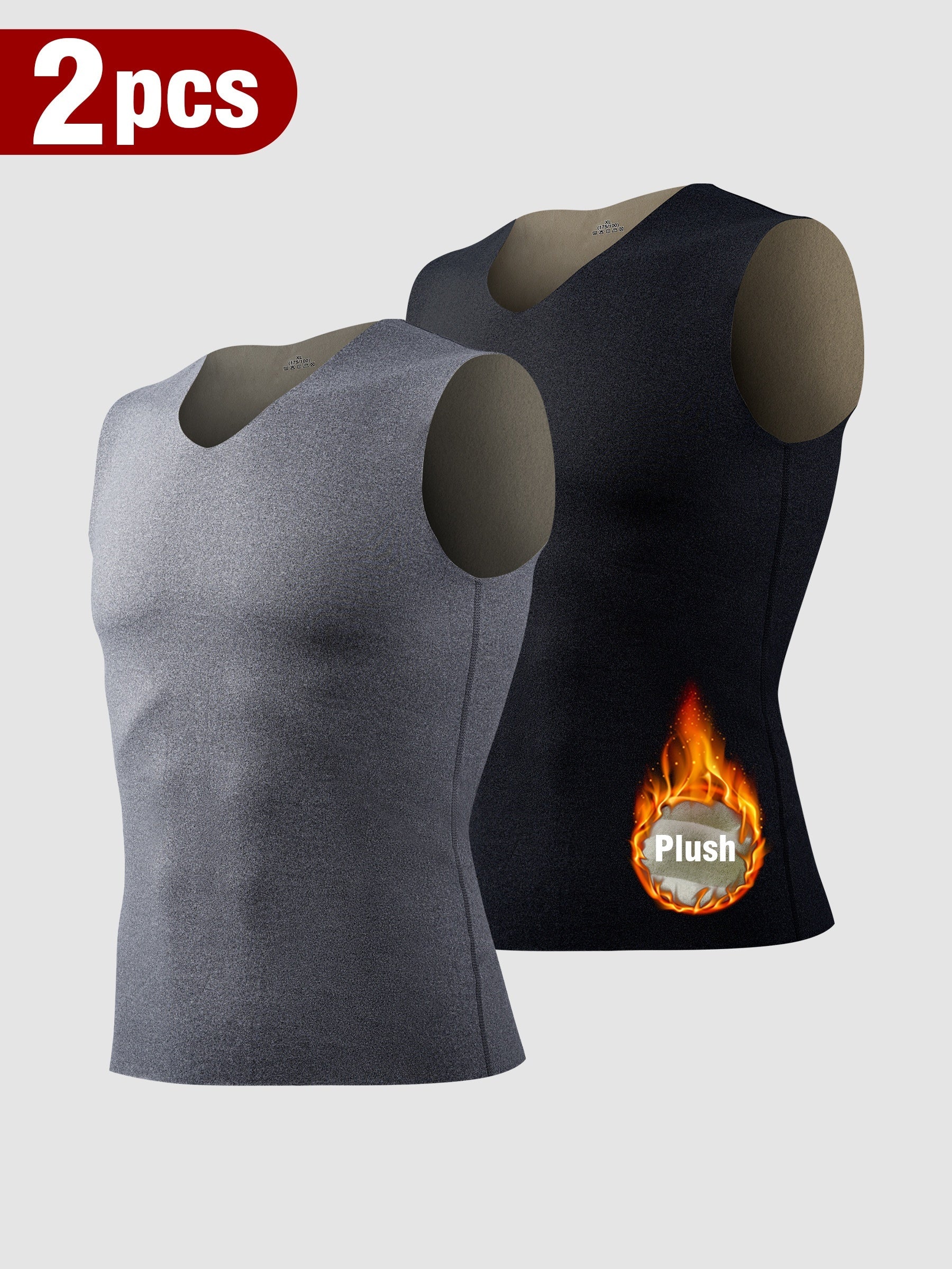 2 dual-color reversible fleece thermal vests with brushed finish for layering.