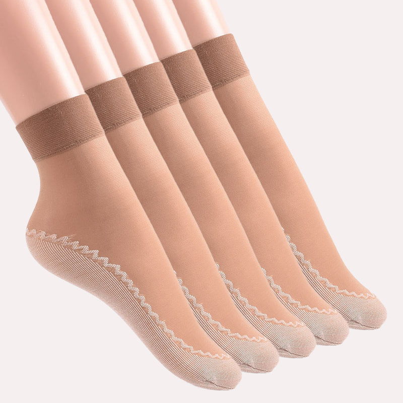 5 sets of lace mesh socks, thin, breathable, anti-snag, non-slip, women's stockings & hosiery.