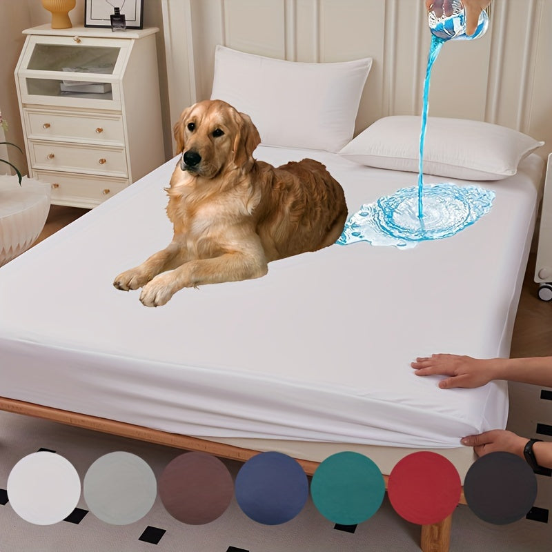 Waterproof Fitted Sheet Mattress Protector - Large Size - Noiseless - Machine Washable - Soft and Comfortable - Perfect for Pet Dog Beds - Pillowcase Not Included