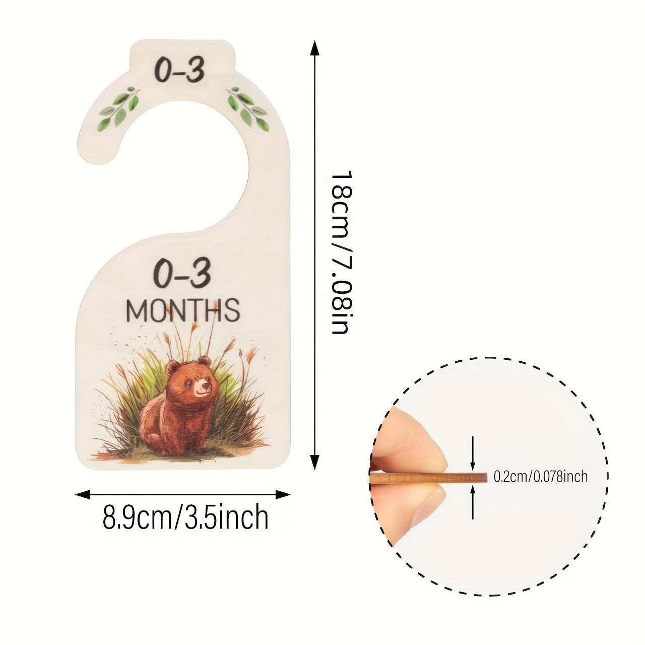 8 wooden closet dividers featuring cute animal themes for organizing clothes in a wardrobe for 24 months.