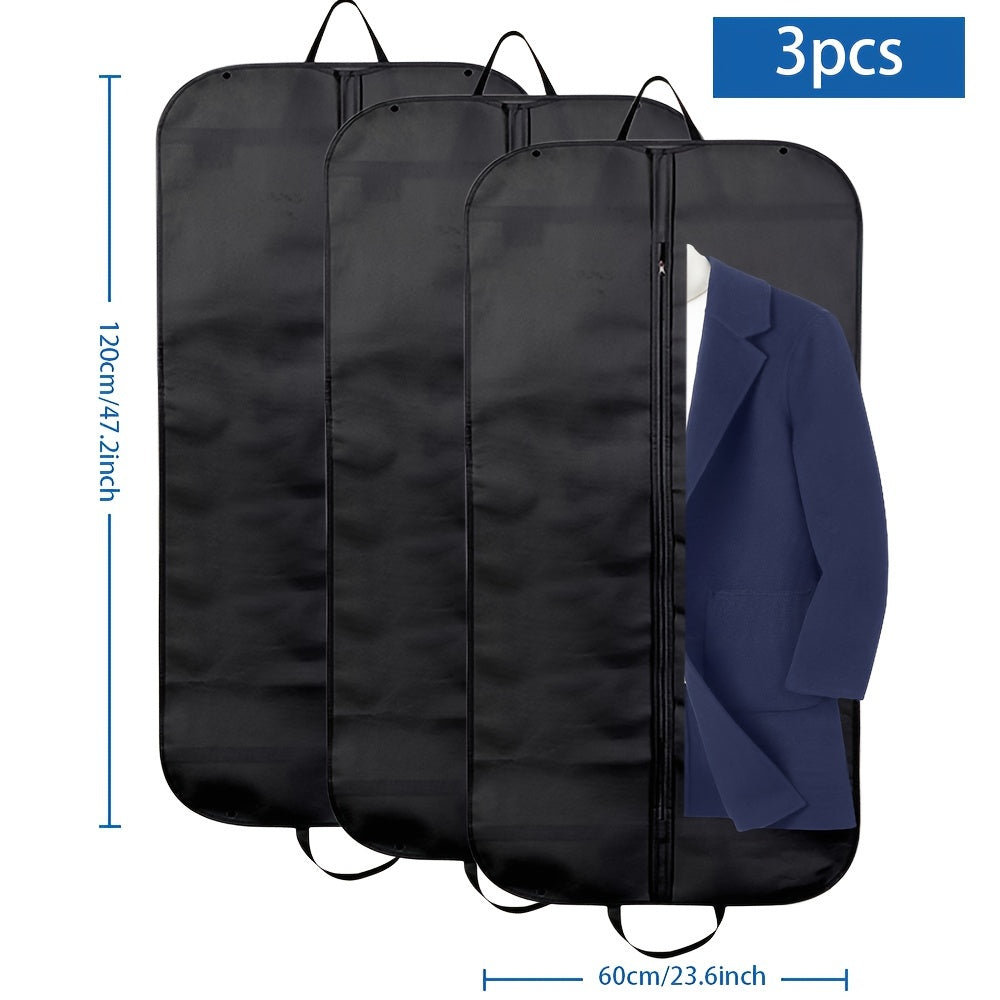 Foldable Black Suit Cover Clothes Bag with Handle, Ideal for Garment Travel Storage in Bedroom, Closet, Wardrobe, Home, or Dorm Room