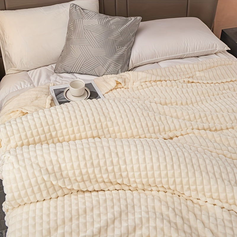 Soft and comfortable waffle plush blanket, made of milk velvet, perfect for use in the bedroom, sofa, office, car, camping, and travel. This multifunctional blanket comes in white, gray, green, brown, and silvery gray solid colors and checkered pattern.