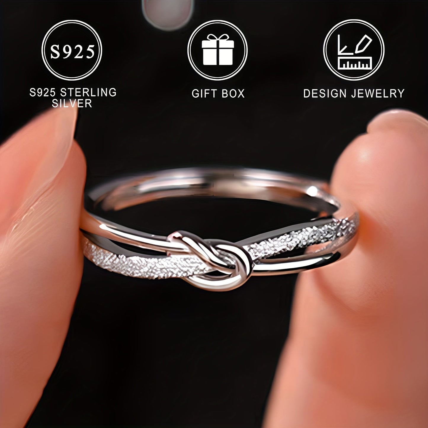 Butterfly Knot Design Mobius Ring crafted with 925 Sterling Silver, an Elegant and Simple Band for Women, an Ideal Gift for Girlfriends in a Gift Box.