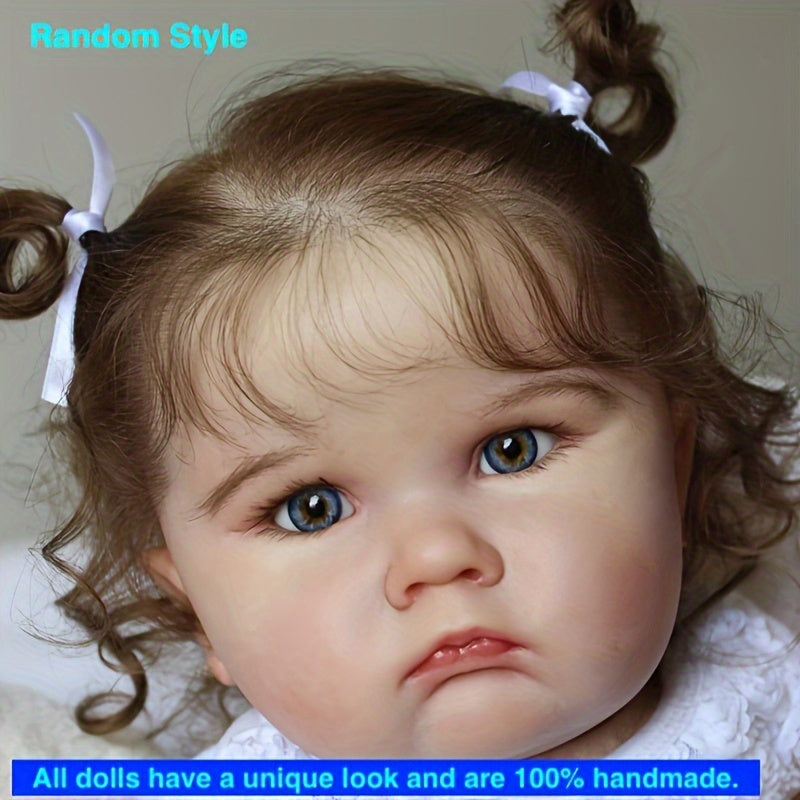 BZDOLL 24-inch Realistic Reborn Baby Doll with Soft Vinyl Cloth Body, 3D-Paint Skin, and Vascular Vein, a Unique Handmade Art Gift for Girls in White.