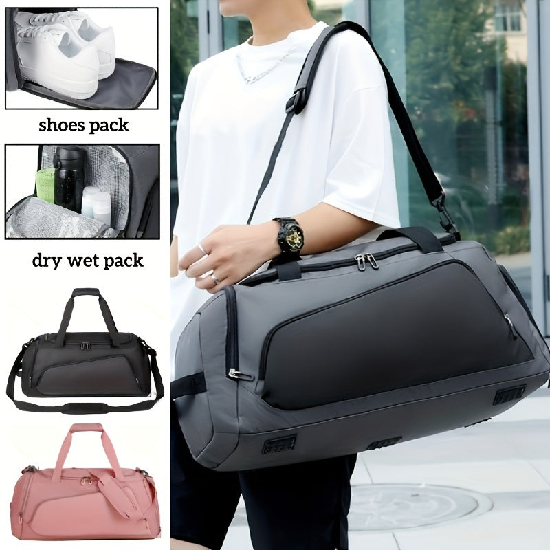 Large capacity basketball bag with separate shoe compartment, suitable for sports, fitness, and travel.