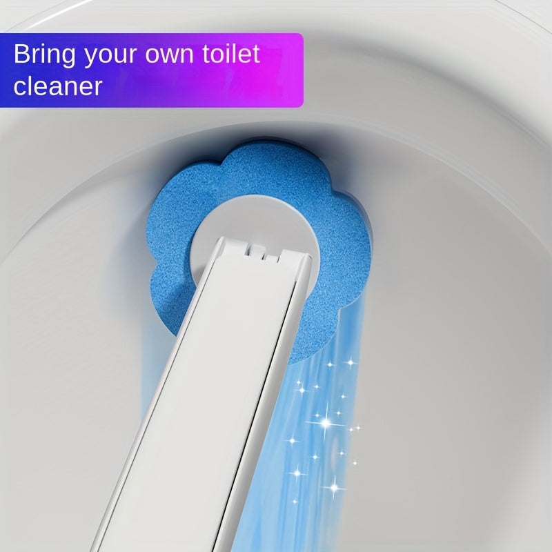 Complete Bathroom Cleaning Kit includes 6 Disposable Soft Brush Heads with Ocean Scent - Easy to Use, No Electricity Needed. Features Self-Standing Toilet Brush with Handle and Wall-Mount Accessories. Effectively Freshens and Cleans, Reaching all Areas