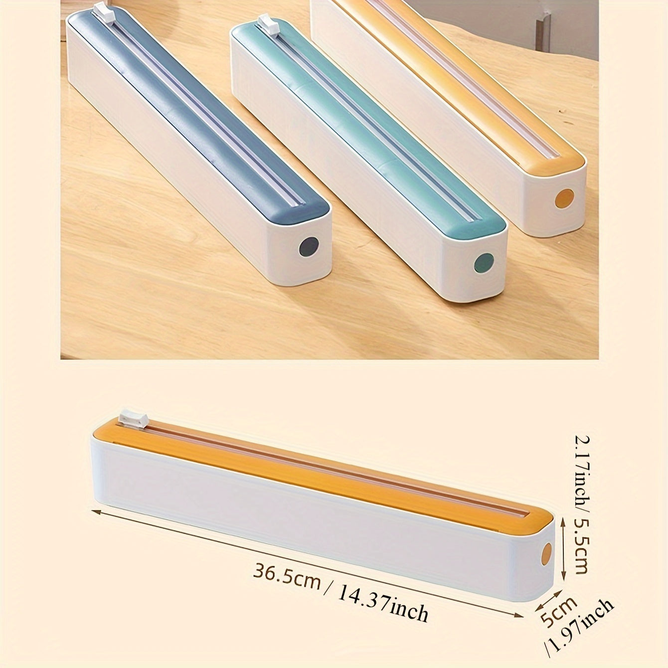 Plastic Film Cutter with Magnetic Dispenser for Fresh Film, Refrigerator Friendly Universal Cutting Box, Refillable Dispenser with Cutter for Plastic Packaging, Kitchen Essential for Tin Paper Cutting and More