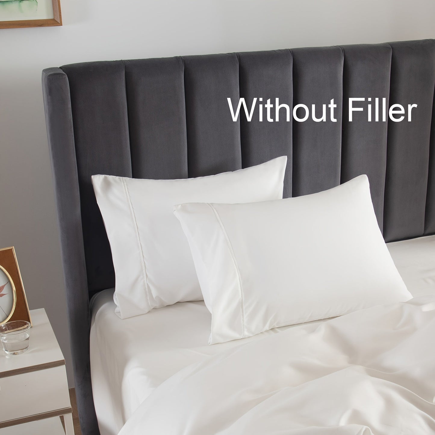 Get a set of two brushed polyester pillowcases that feature a soft and breathable fabric with an envelope closure. These pillowcases come in a solid color and are machine washable with no embellishments. They are constructed with woven sanded