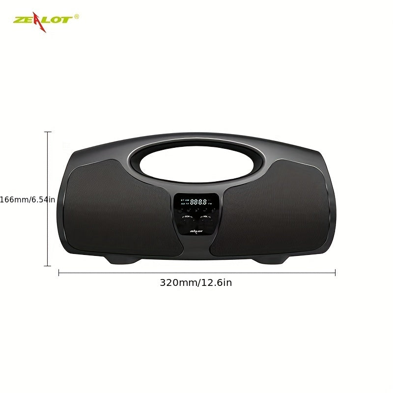 ZEALOT P1 40W Wireless Speakers with microphone, 7200mAh battery, 16 hours playtime, loud stereo, booming bass. Includes charging cable, aux cable, TF USB plug-in card compatibility, and