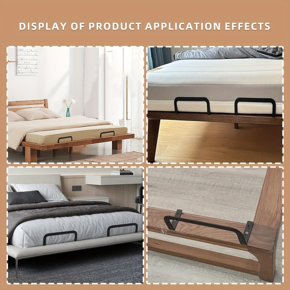 Keep your mattress securely in place with this 4-pack of metal bed frame stabilizers, designed to prevent sliding. Perfect for wooden bed frames.