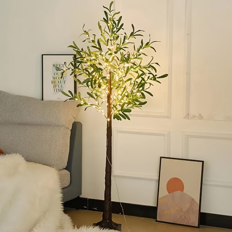 Artificial Tree with Warm White LED Lights, USB-Powered - Available in 152.4cm and 182.88cm Sizes, Ideal for Weddings, Holidays, and Home Decoration