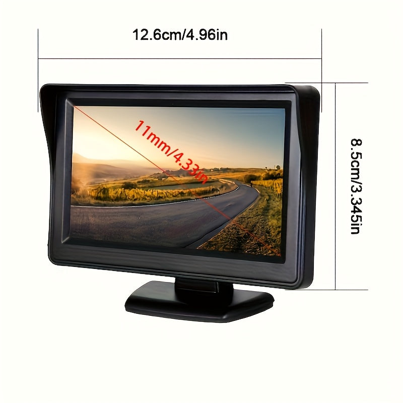 Baideluo car monitor with 4.3 inch HD display and rearview camera kit for universal car pickup.