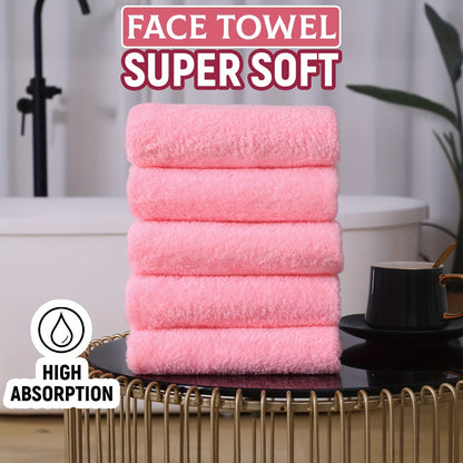 Set of 5 soft polyester hand towels, quick-drying and absorbent for bathroom or spa use, unscented.