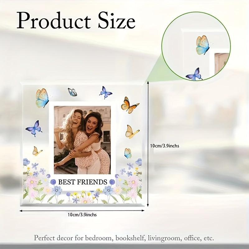 Stylish Acrylic Best Friend Photo Frame Plaque featuring a Butterfly Design - Ideal for Decorating Your Desk, Celebrating Birthdays, Graduations & Mother's Day Gifting