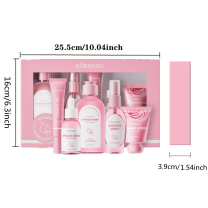 KORMESIC 5-piece Feminine Care Set with Aloe & Niacinamide, Hypoallergenic for All Skin Types, Includes Cleansing & Moisturizing Products in Gift Box.