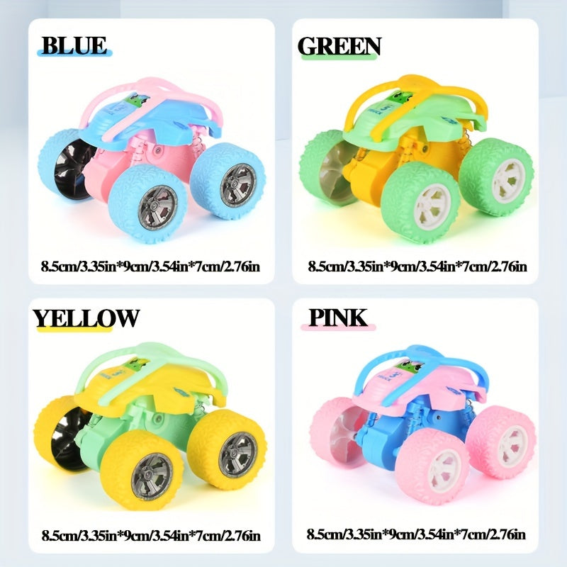 Durable 4WD off-road vehicle toy with colorful design, rubber tires, and shock-absorbing features for endless fun.