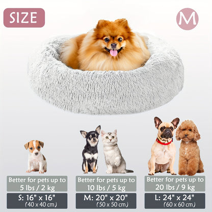 Cozy round pet bed for dogs, ideal for autumn and winter indoor sleeping.