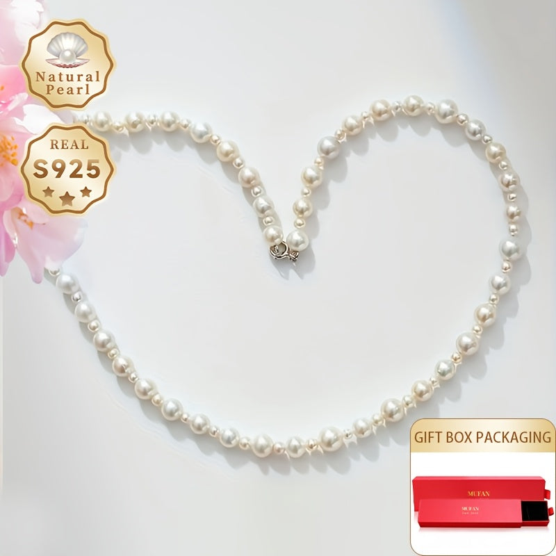 Add a touch of elegance to your look with the MUFAN Freshwater Pearl Necklace for Women. Featuring a luxurious and simple design with a S925 silver clasp, this necklace is perfect for any occasion, from weddings to daily wear. The June birthstone adds a