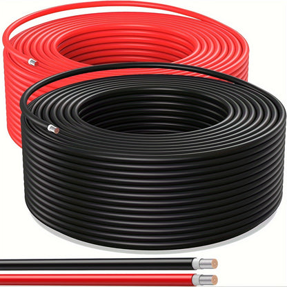 AXOTEN Solar Panel Extension Cable Kit, 30.48m, 10AWG Tin-Coated Copper, Dual Voltage 110V/220V, for Outdoor, Car, RV, Boat, American Series Vehicles - Black & Red Combo Pack, No Battery