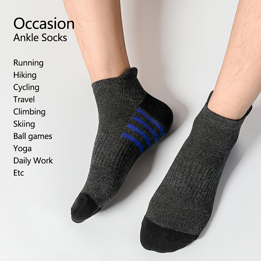 Men's casual striped sports socks, breathable and soft, ideal for summer fitness.