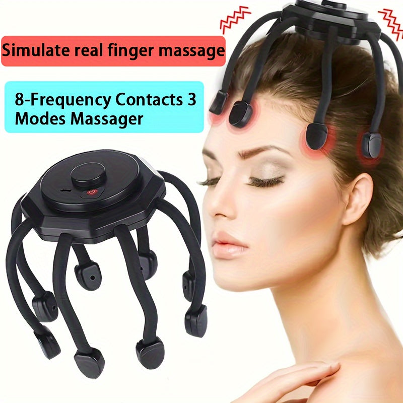 1pc USB rechargeable electric octopus claw scalp massager for home and travel, ideal for New Year and holiday gifts