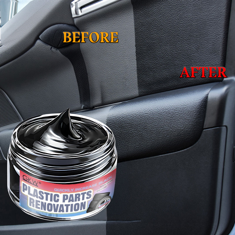 Black care and restoration wax for car interiors, tire restoration cream, plastic parts repair cream, whitening and blackening plate wax, rubber strip restoration cream, scratch repair