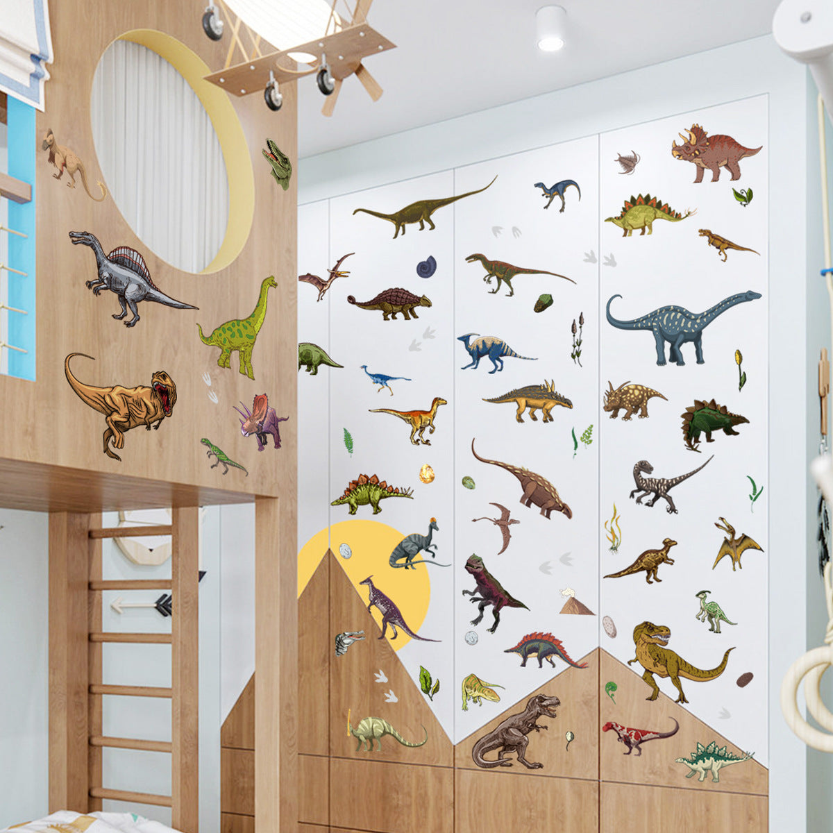 Glow in the dark dinosaur wall stickers for living room or bedroom decor.