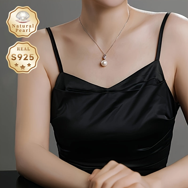 Stay elegant and fresh with the MUFAN freshwater pearl pendant necklace designed for women. Featuring a large 13-14mm natural lustrous pearl with zirconia inlay, this necklace is made of S925 sterling silver. Perfect for June birthdays, this necklace is