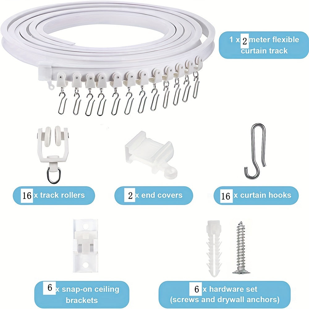 One set of curtain track accessories in varying lengths (1/2/3/4/5/6/7/8 meters) for home decor in the living room or bathroom.