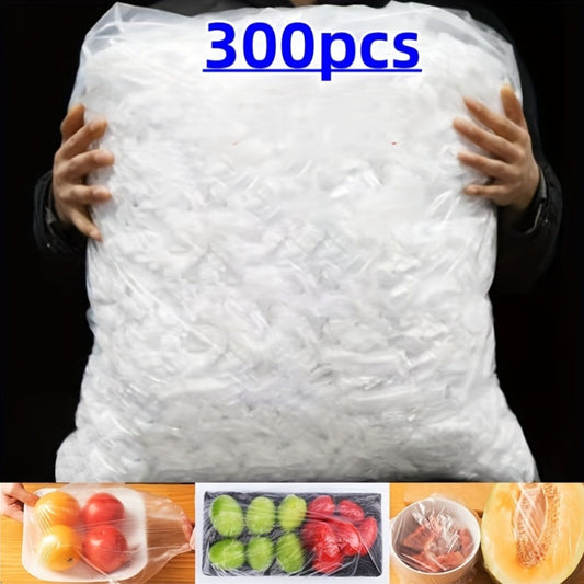 300-Pack Elastic Plastic Food Wrap Covers – Reusable Stretch-to-Fit Bags for Bowls, Produce, Fruits - BPA-Free, Keep Fresh Accessories